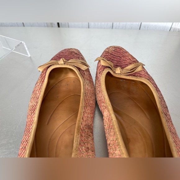 Born Snakeskin Flats Leather Toe Red Brown Work Wear Comfort Womens Size 10 - Picture 5 of 6